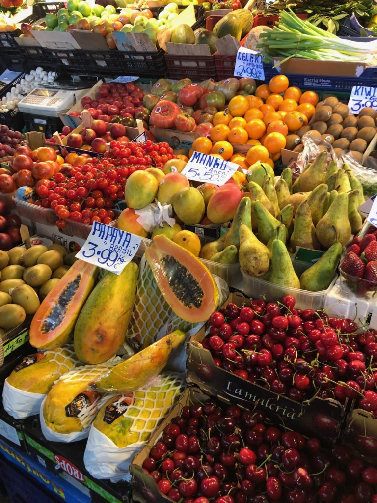 Fruit stand at La Boqueria Market