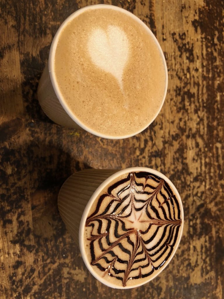 Coffee with Spiderweb and Heart Design