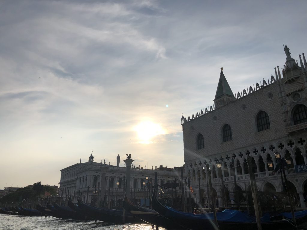 View of Venice on the water 