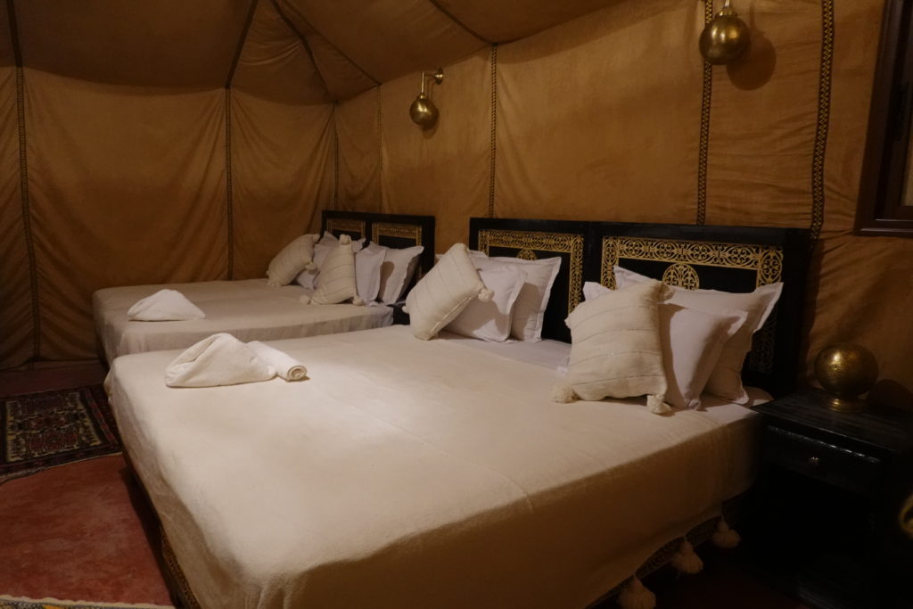 Our beds at the camp in the Sahara Desert